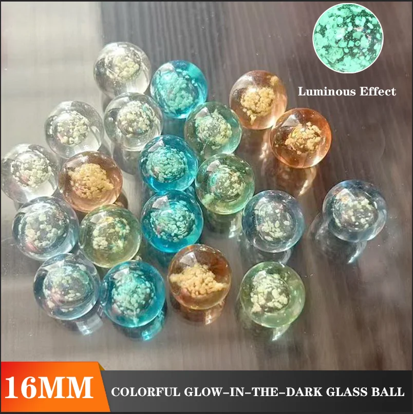 10-30Pcs Luminous Glass Balls 16mm Colorful Small Marbles Toys Pinball Machine Beads Aquarium Decorative Fluorescent Glass Ball