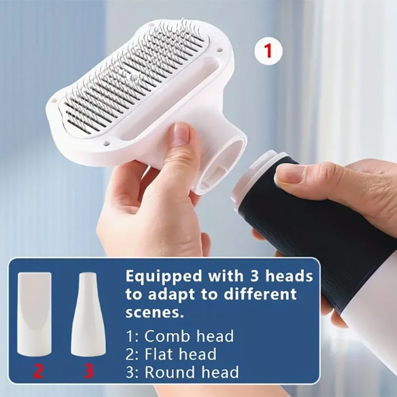 Pet Grooming Brush and Hair Dryer 3 in 1 Electric Comb for Dogs and Cats, Gentle Shedding Tool, Portable Pet Hair Remover