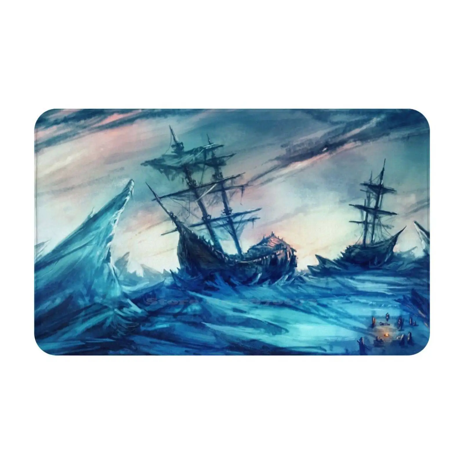 Hms Terror And Erebus Soft Foot Pad Room Goods Rug Carpet Arctic Winter Expedition Cold Landscape Ships Terror Erebus Blue Ice