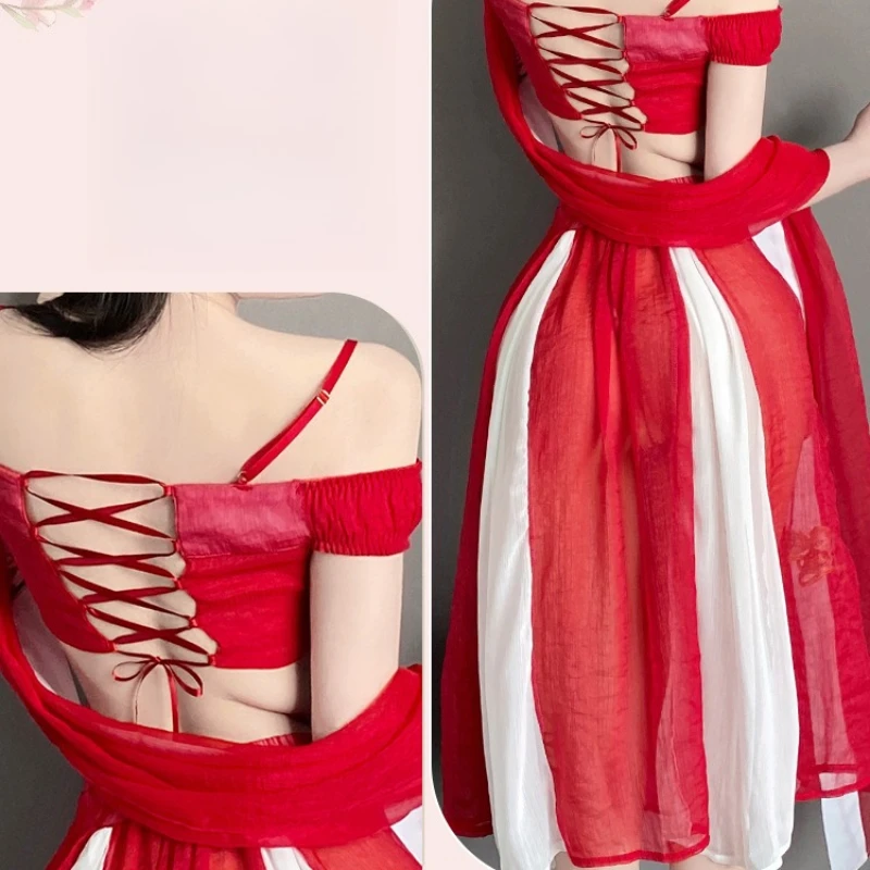 Vrouwen Lingerie Exotische Sets Nachtkleding Republiek China Hanfu Chinese Cheongsam Buikband Rok Jurk Cosplay Rollenspel Uniform