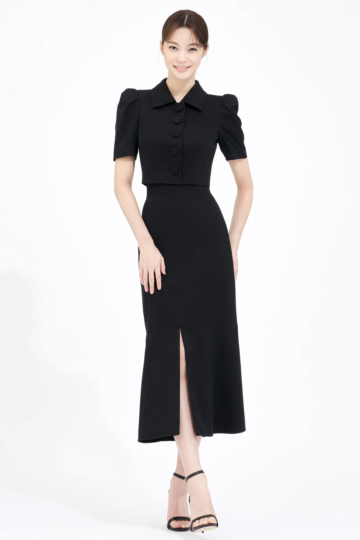 กระโปรงเอวสูงทรงเอ midi หรือชุดเซ็ตผู้หญิงสำหรับฤดูร้อน ทรงเข้ารูป แฟชั่นลำลองสำหรับผู้ใหญ่ ชุดลำลอง