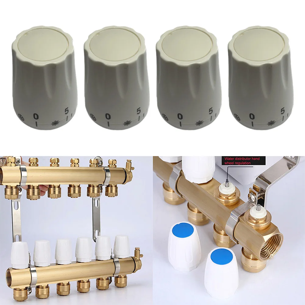 Set of 4 Handwheels for Underfloor Heating Manifold Thermostatic Valve Rotary Control with Secure Thread for Radiator Systems