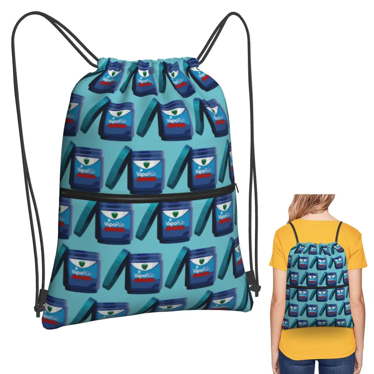 

Vaporub Backpacks Portable Drawstring Bundle Pocket Storage Bag Book Bags for Man Woman Students