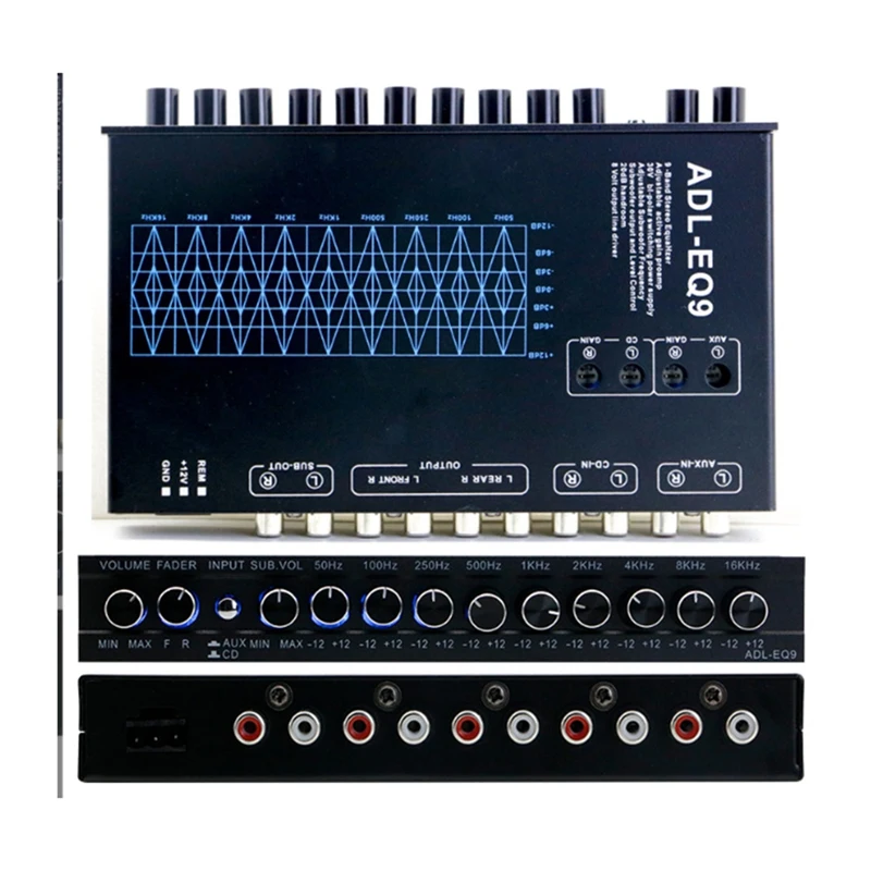 9 Band Equalizer High Performance 9 Equalization Bands 12V DC For Boat RV Car Metal With CD AUX Input DSP Chip Output