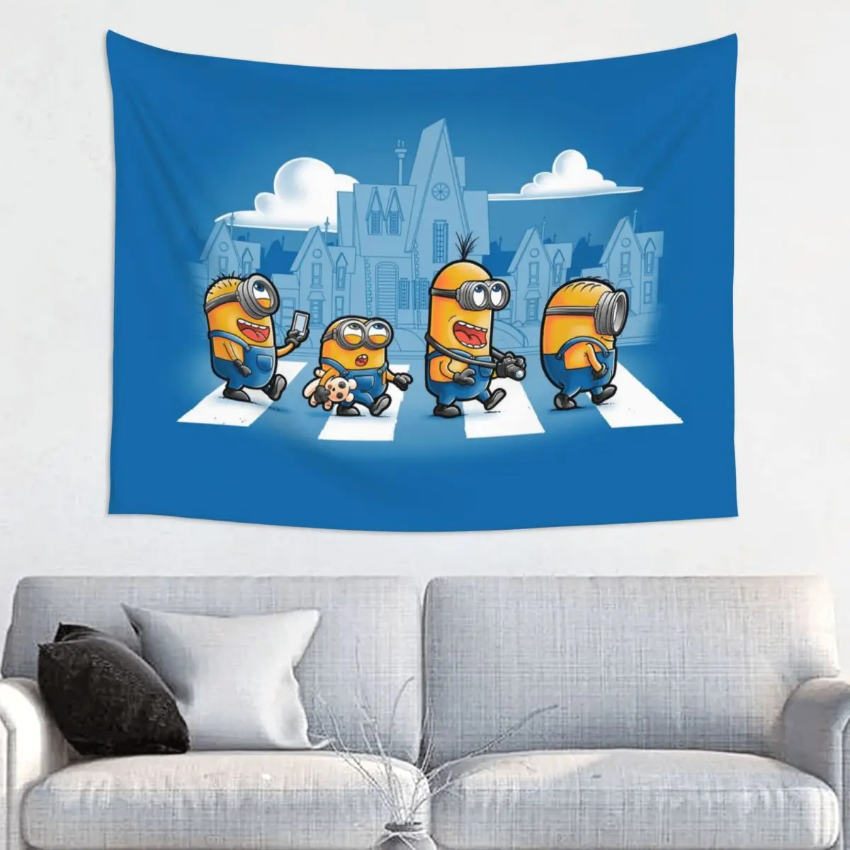 Customized Hippie Minions Road Tapestry Wall Hanging Home Decor Minion Cartoon Tapestries Dorm Decoration