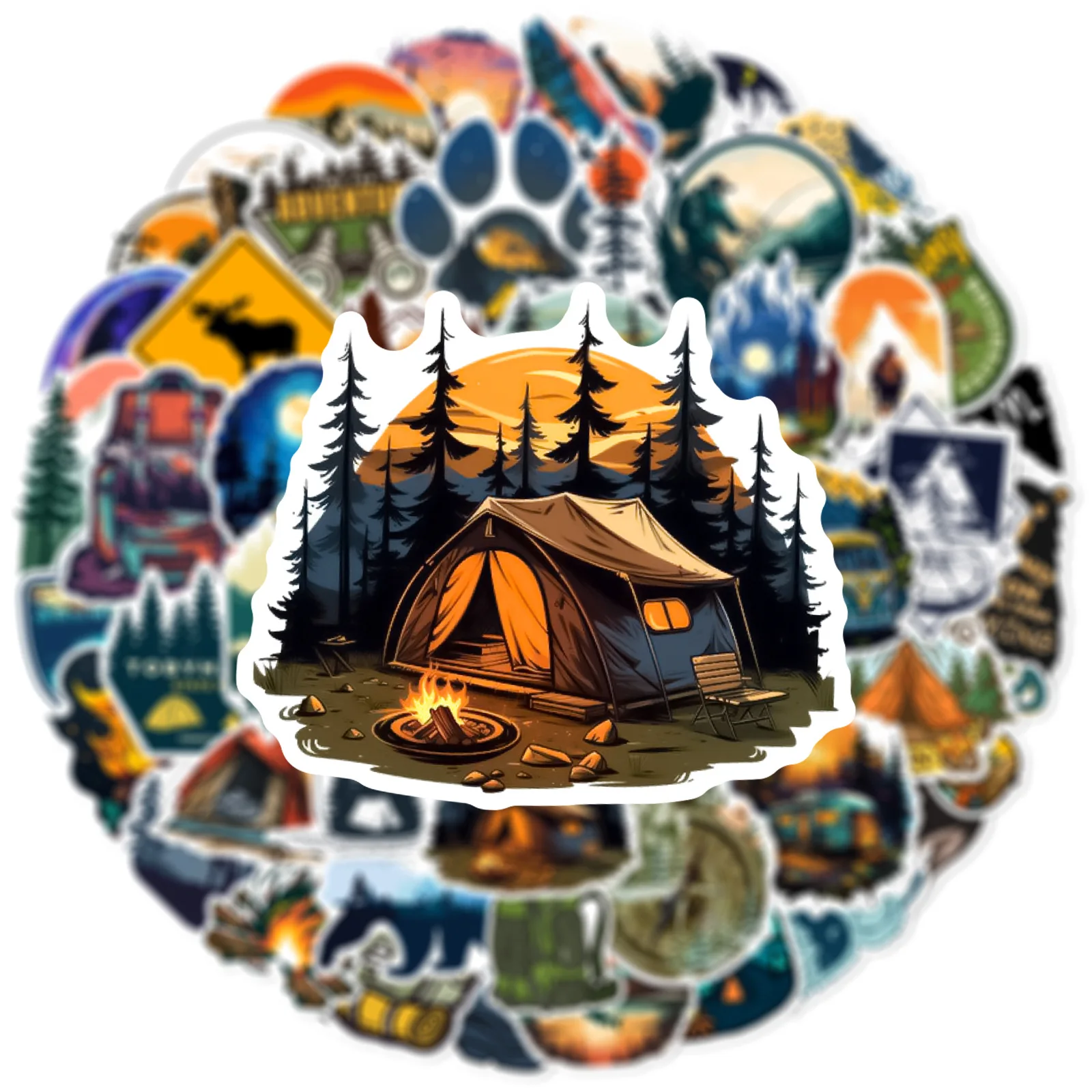 50PCS Outdoor Camping Aufkleber Reise Graffiti Natur Landschaft Cartoon Aufkleber Kühlschrank Laptop Telefon Gitarre Fahrrad Skateboard Spielzeug