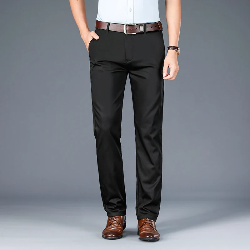 Casual Pants Men's Loose Business Summer Thin Trousers Office Suit Pants Middle-Aged Straight plus Size Formal Pants