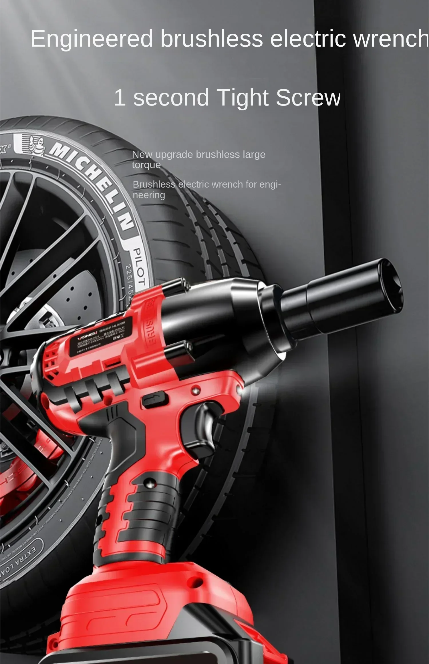 Chave elétrica sem escova com torque poderoso e bateria de íon de lítio para reparo automotivo resistente