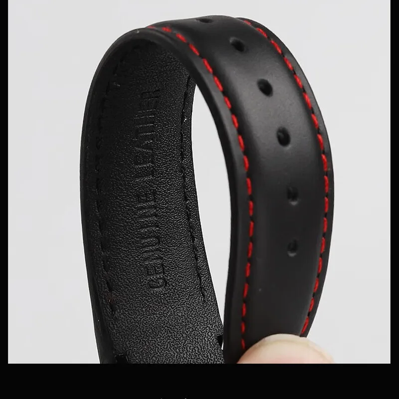 21mm Genuine Cowhide Leather Watch Band for SEIKO Sportura SPC089/SNAE93, Men's Curved End Replacement Strap, Brown/Black