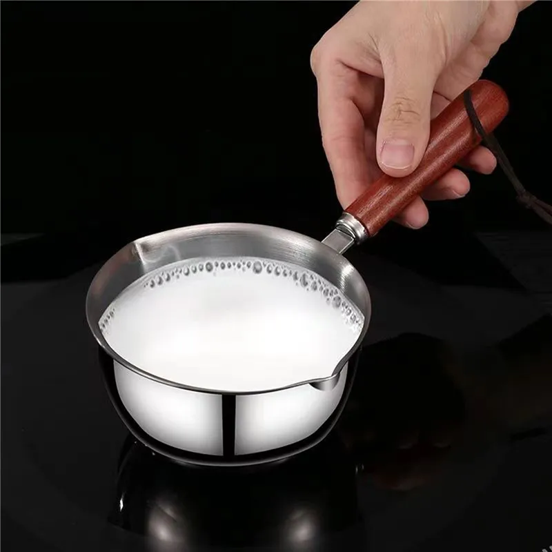 150/300ML Stainless Steel Mini Frying Pan Boiled Egg Hot Sauce Small Pot Cooking Butter Melting Pot Mini Soup Milk Pot