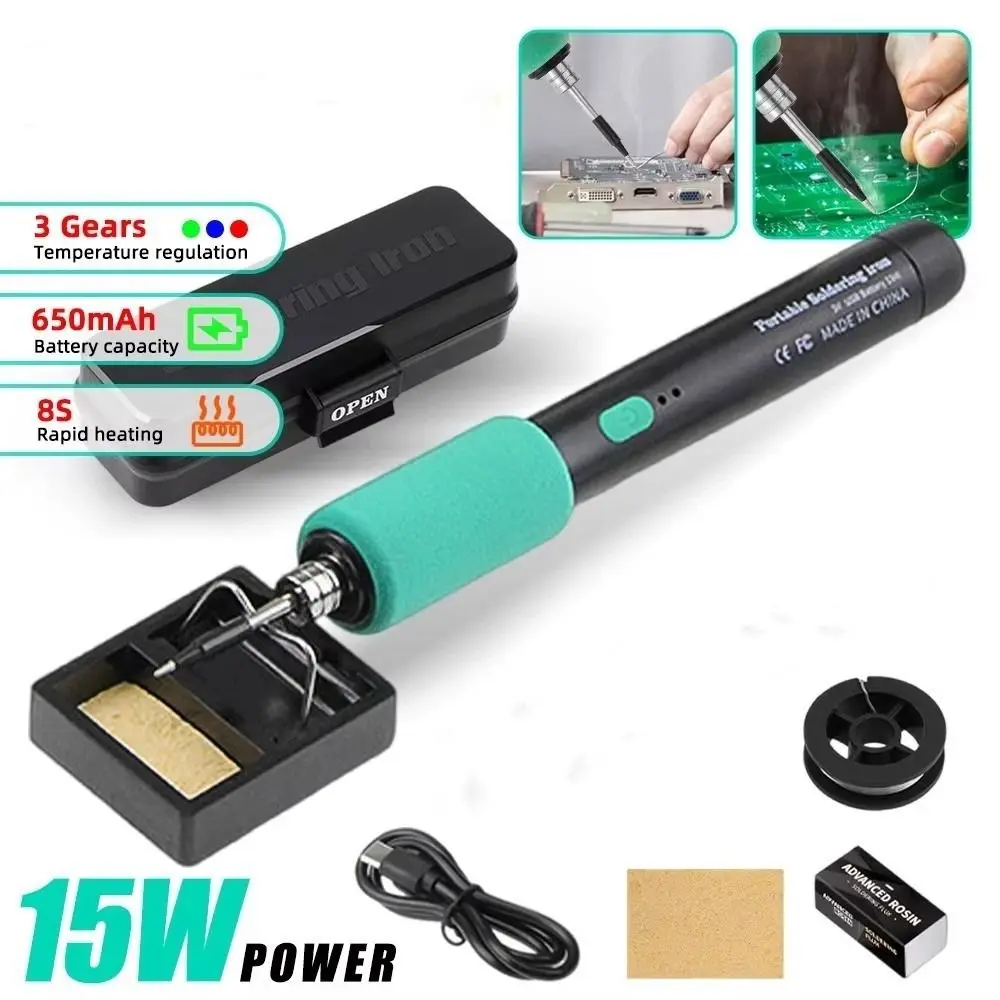 

Электрический паяльник 15 Вт с жалами для припоя, регулируемая температура, сварочный инструмент для ремонта припоя, интерфейс Type-C