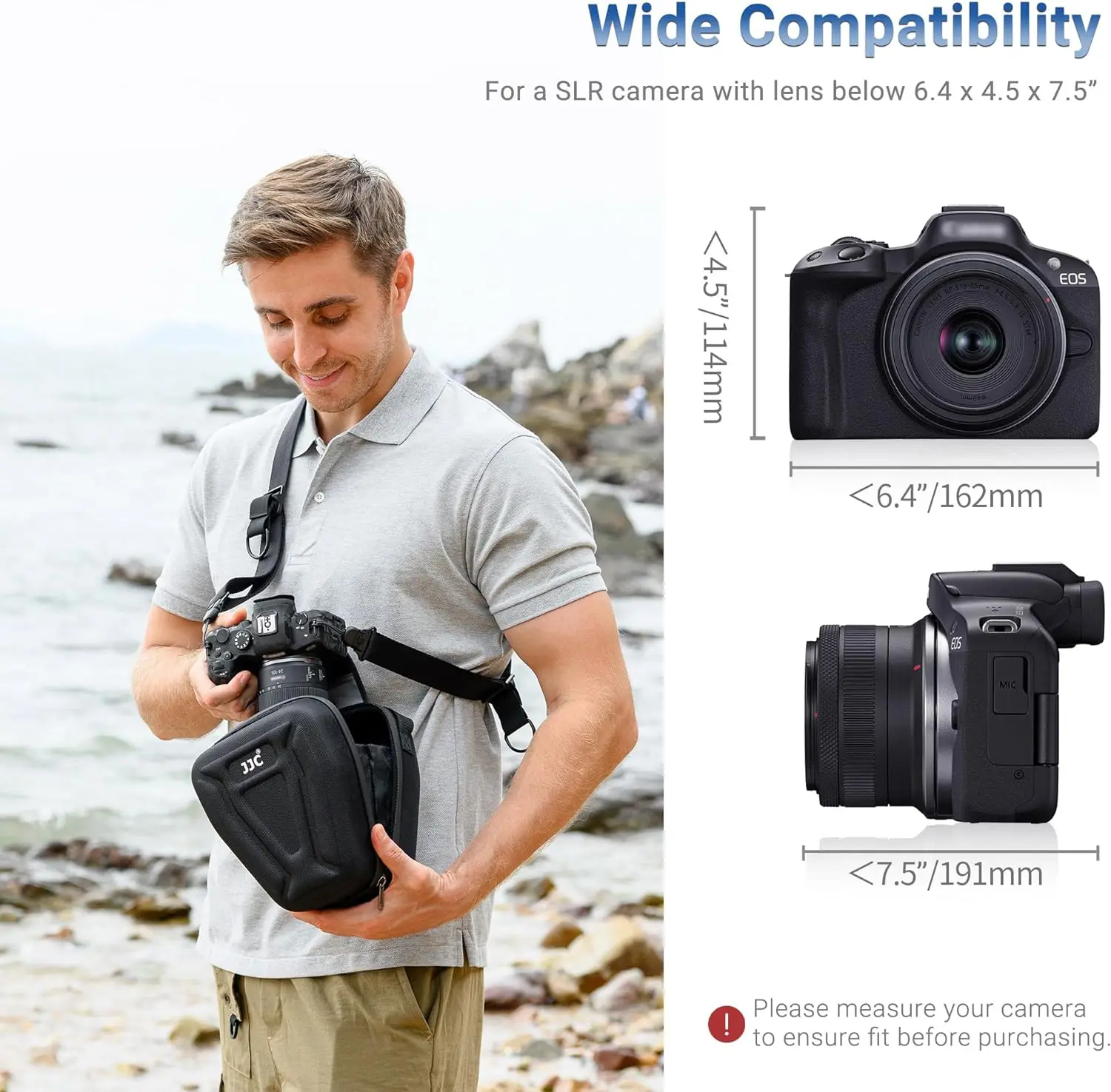 JJC Hard Shell Camera Case for Canon EOS R50 R100 R10 R8 R7 R6 R6 Mark II R5 Sony A7M4 A7M3 A7R5 A7R4 Nikon Zf Z8 Z7 II Z6 II