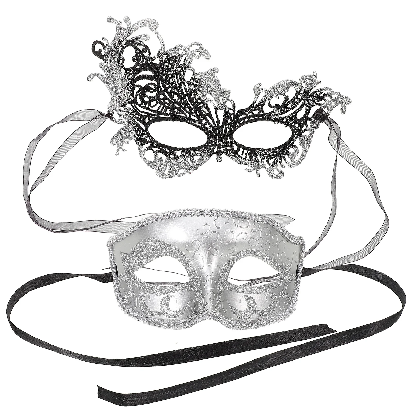 

2Pcs Masquerade Masks Half Face Halloween Party Cosplay Plastic Mask Props Masquerade Masks Women
