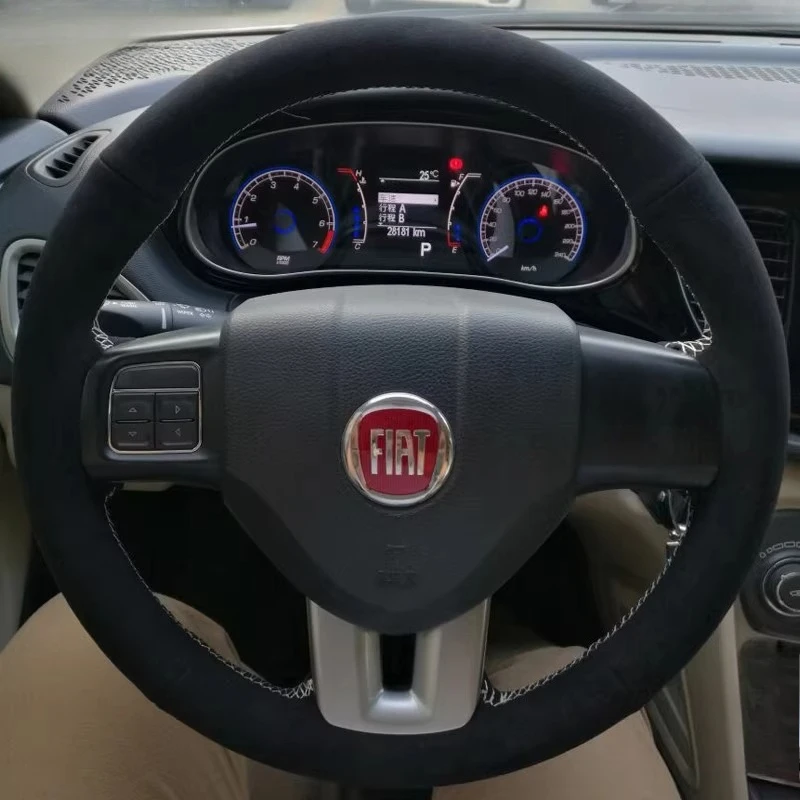 

100% Fit For Dodge Charger Challenger 2011-2014 Volant 2012 2013 Hand-stitched black suede non-slip car steering wheel cover
