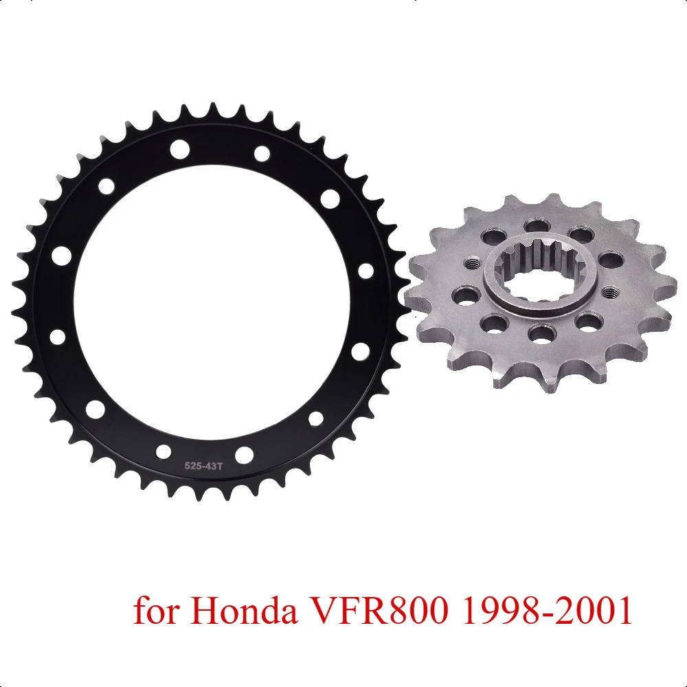 

525 17T 43T Motor Bike Front Rear Sprocket Gear Wheel Cam for Honda VFR800 F1-W F1-Y VFR 800 1998-2001