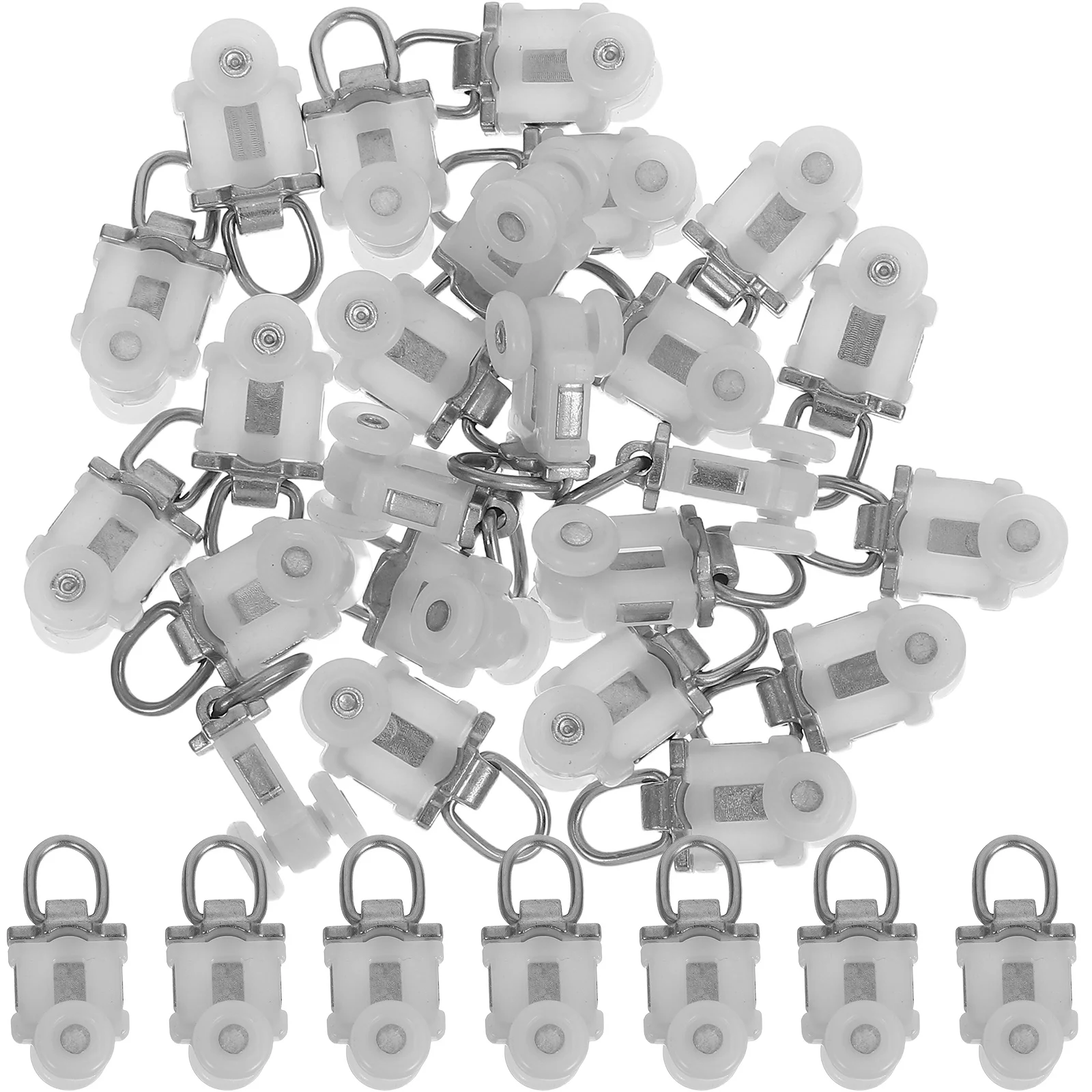 

30Pcs Curtain Track Sliding Pulleys Dual Alloy Wheels Noise Reduction Ceiling Mount Accessories Smooth Operation for Home Office