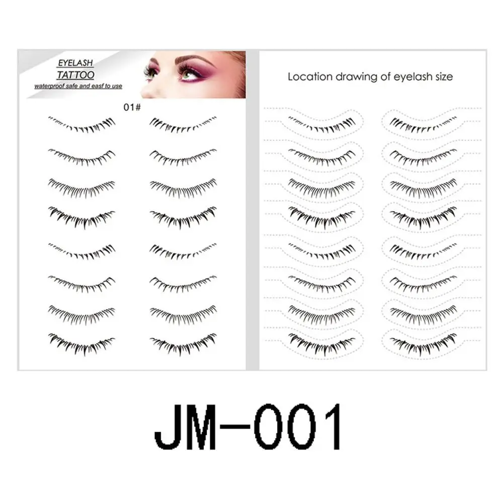 Professional Natural Lower Eyelash Tattoo 8 Pairs Waterproof Tattoo Stickers Temporary Sweatproof False Eyelashes Tattoo Women