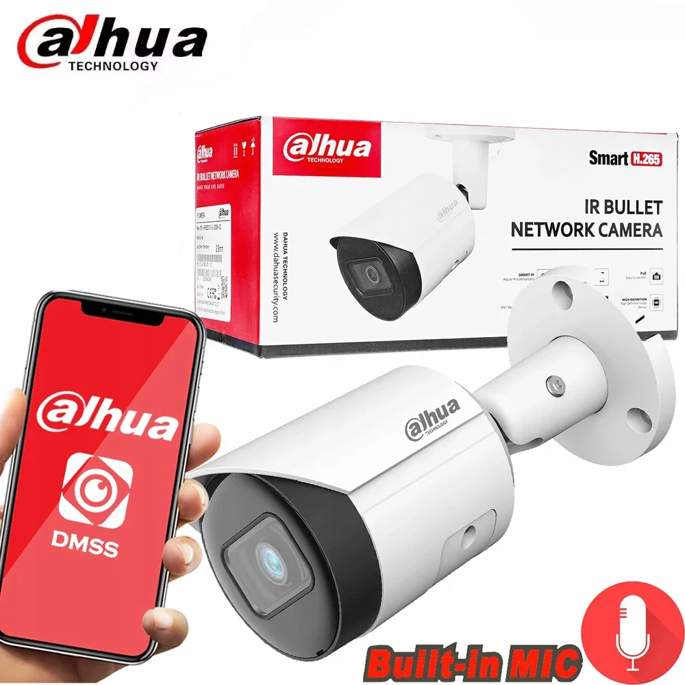 

Original mutil language DAHUA IP camera IPC-HFW2441S-S-0280B 4Mpx WizSense Starlight MicroSD Audio include