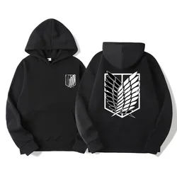 Masculino Anime Casual Hip Hop Hoodies, Ataque ao Titan Pullover, Hoodie japonês de rua alta, Moletom Asas da Liberdade, Streetwear