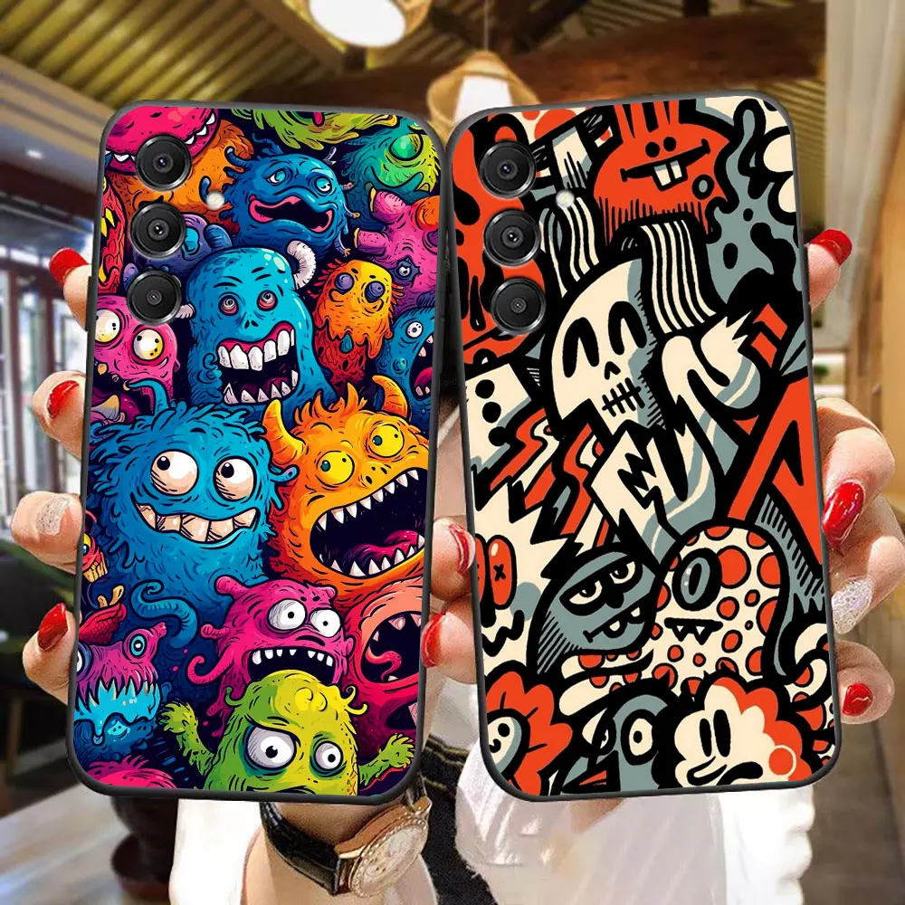 Cartoon Little Monster Cover Phone Case For Samsung A14 A15 A16 A17 A22 A23 A26 A27 A32 A33 A36 A42 A52 A53 A54 A56 A57 A71 Capa