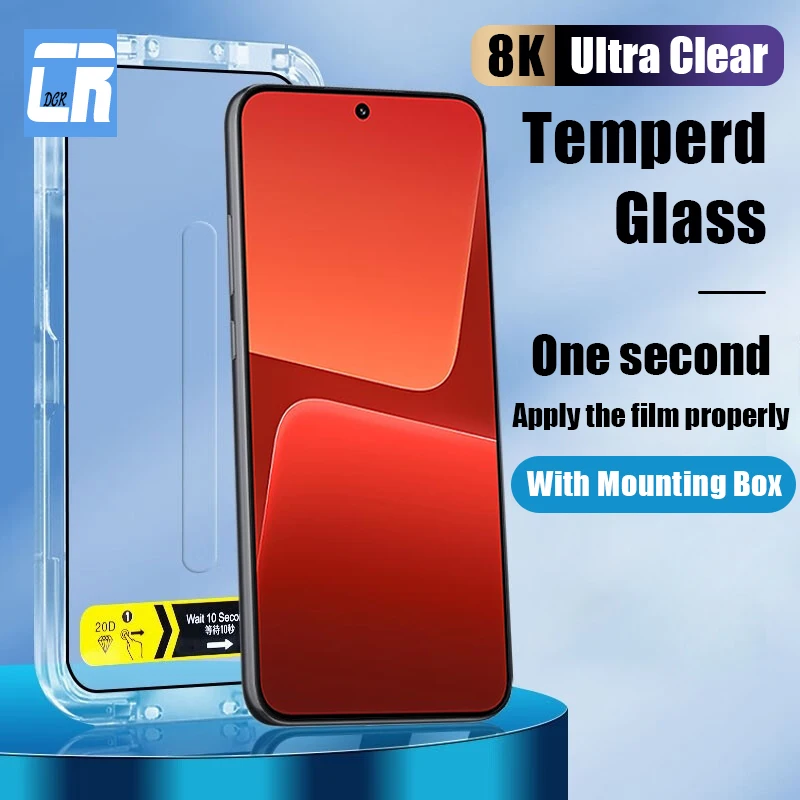 

With Mounting box One-click Installation Glass For Xiaomi 13 12t 11t 10t Lite Poco F3 F4 M5 X4 GT X5 X3 F5 Pro Screen Protector