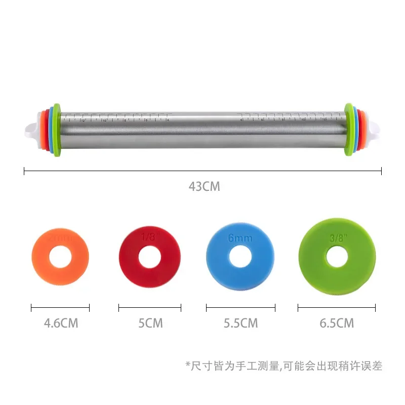 Wałek do ciasta z regulacją ze stali nierdzewnej wałeczki do masy pomadkowej wałek do ciasta narzędzia do pieczenia do ciasta