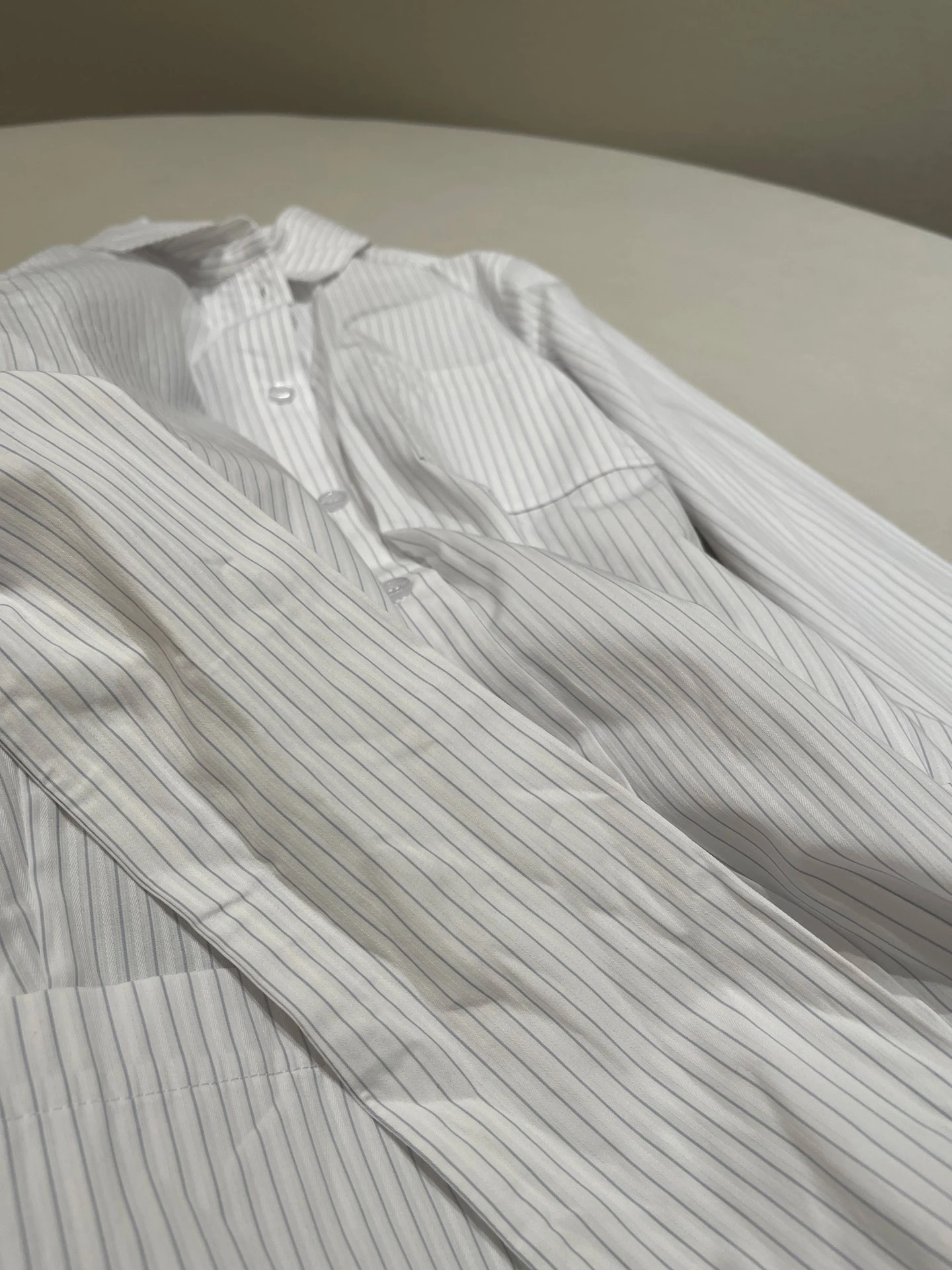 FWRD فستان قميص مخطط أبيض مخطط ربطة عنق فستان قميص مخطط طية صدر السترة فستان قميص أبيض مخطط # FWRD0046