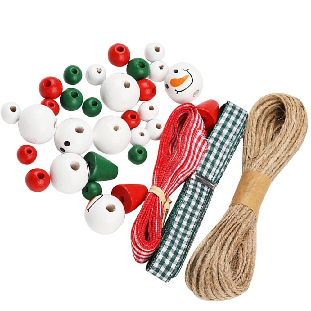 1Set Christmas Snowman Wooden Beads Rustic Farmhouse Winter Loose Beads DIY Garland Ornament Craft Accessories