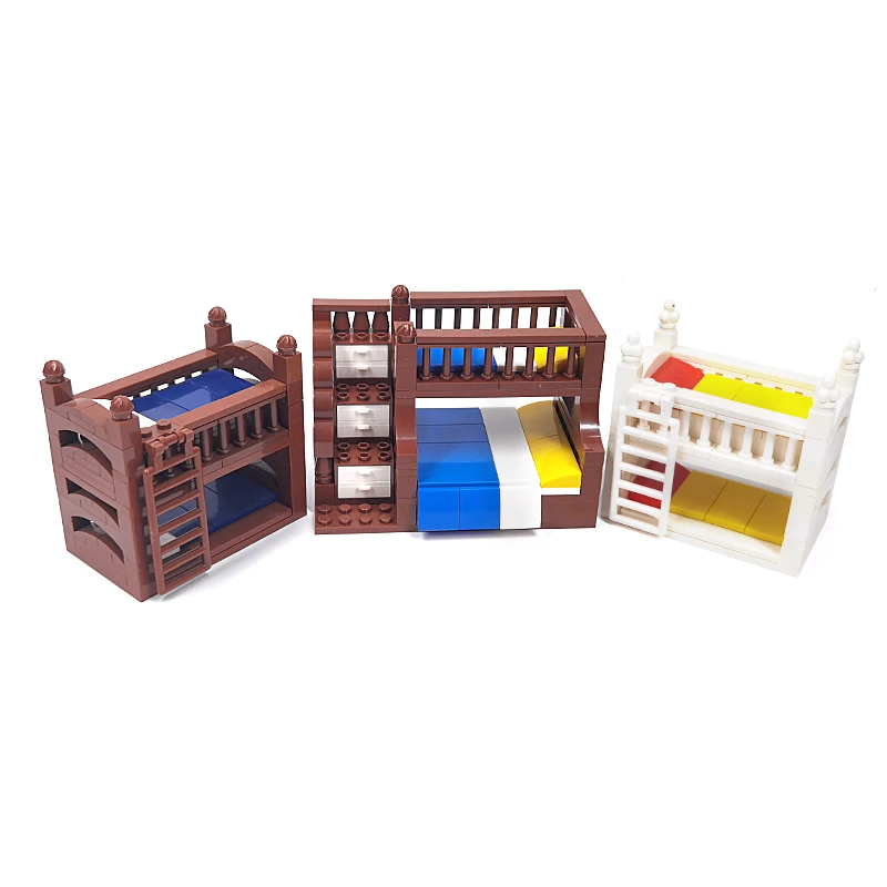 Double Layer Bed Building Blocks Bedroom Decorations Children's DIY Furniture Scene Expansion Small Particle MOC Creative Ass...