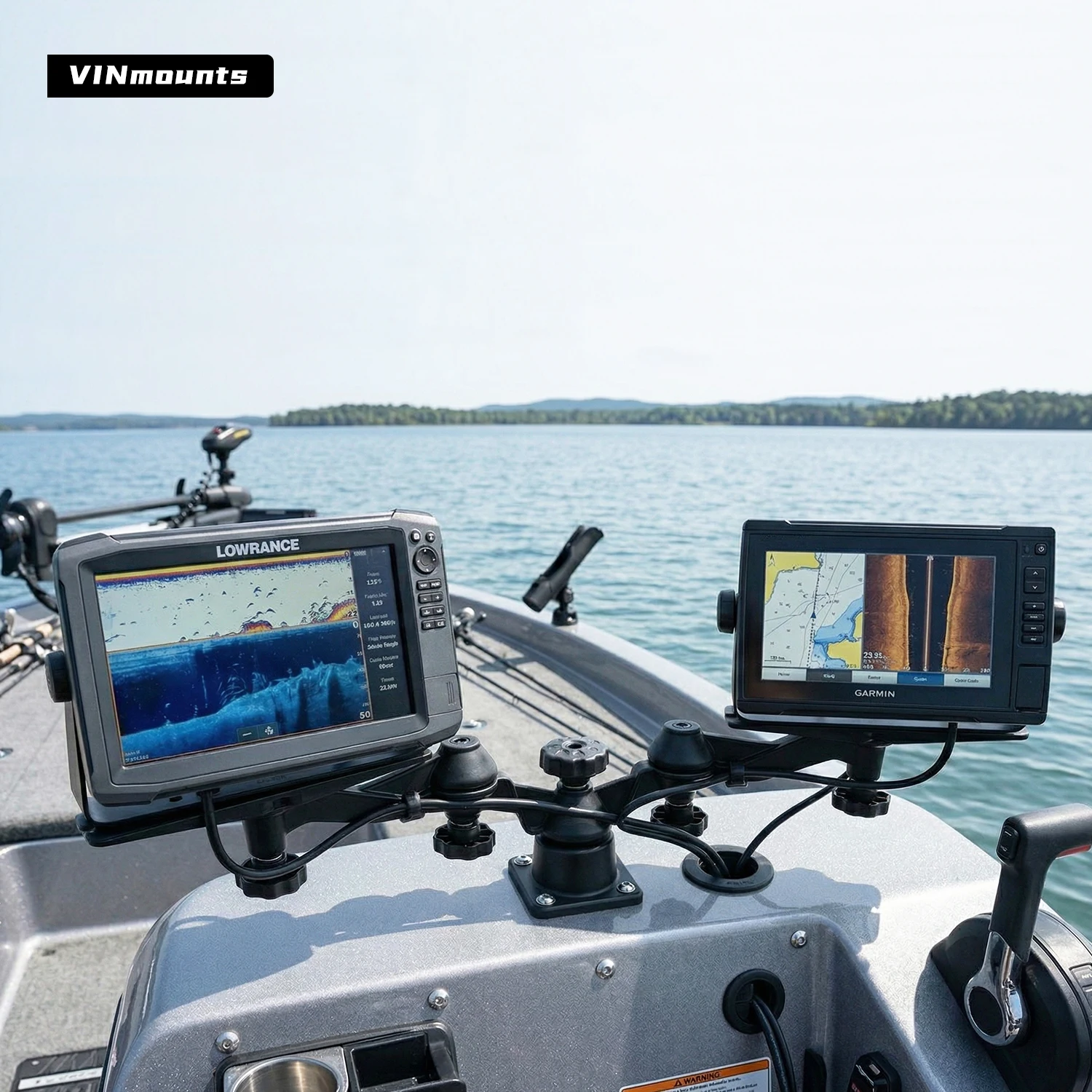 수평 붐 듀얼 암 어군탐지기 브래킷, 360 °   회전 가능, Garmin Humminbird와 호환 가능, 6인치 디스플레이에 적합 썸네일 6