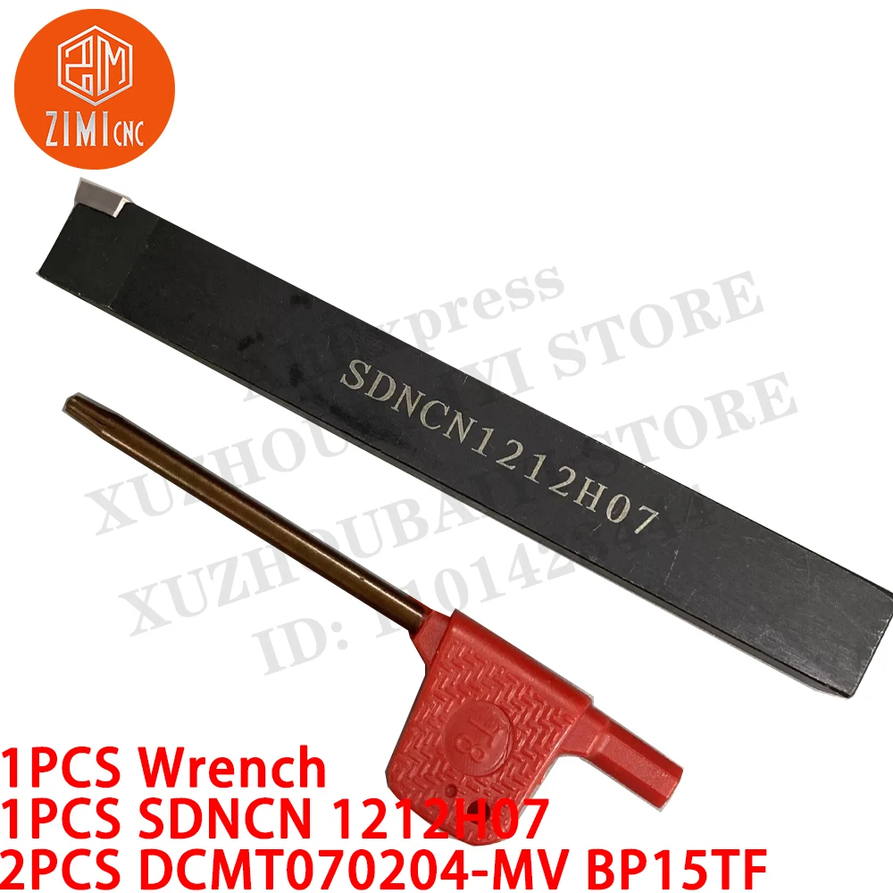 1PCS SDNCN 1212H07 turning tool holder + 2PCS DCMT070204-MV BP205 Carbide Inserts CNC tools metal lathe mechanical cutting tools