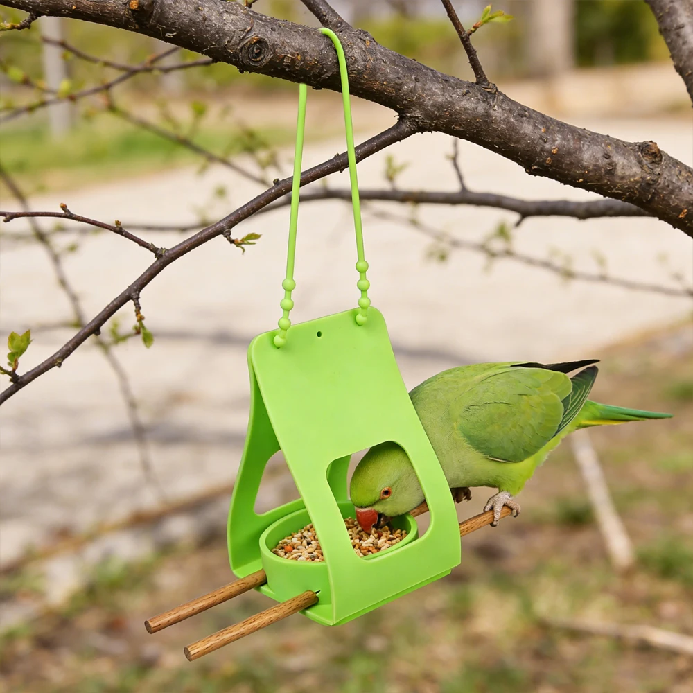 Comedero colgante para pájaros con perchas, impermeable para balcón y jardín - imagen 2