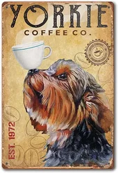 Yorkshire Terrier Lover Gift Coffee Company Wall Art Bathroom Home Office Farmhouse Kitchen Decoration Retro Metal Tin Sign
