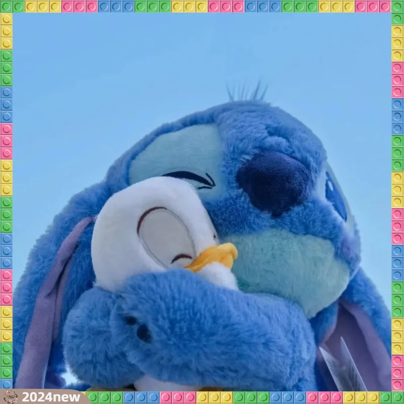 Lilo & Stitch Zaino per bambole di peluche simpatico cartone animato Kawaii Anime Disney Stitch Zaino per bambini alla moda Zaino in peluche con punto d'anatra