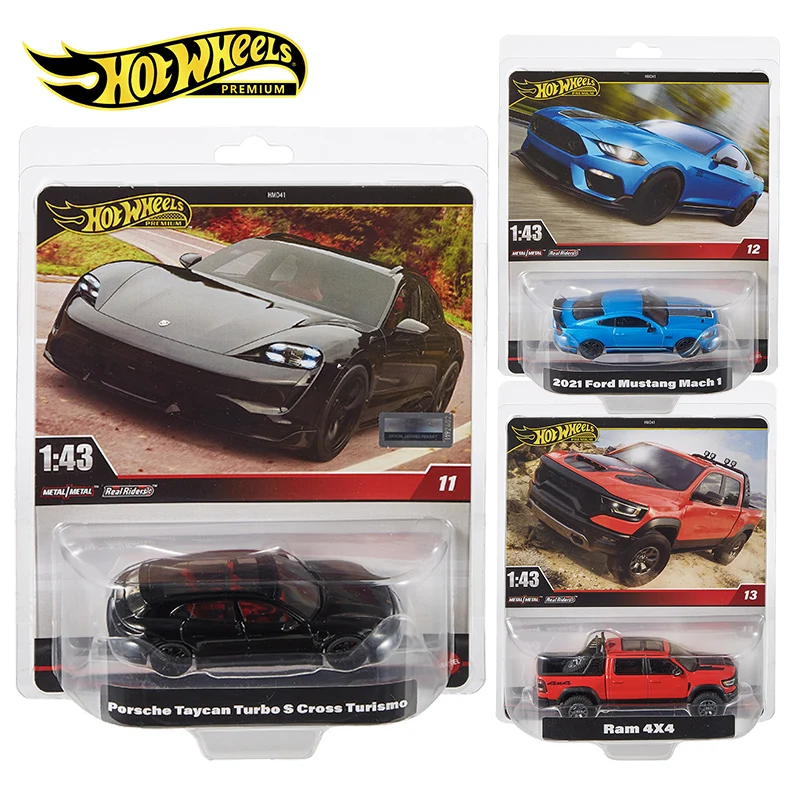 Official Hot Wheels Premium Car 1/43 Diecast Boys Toys Ram Porshce Taycan Turbo Cross Turismo Ford Mustang Model Birthday Gift