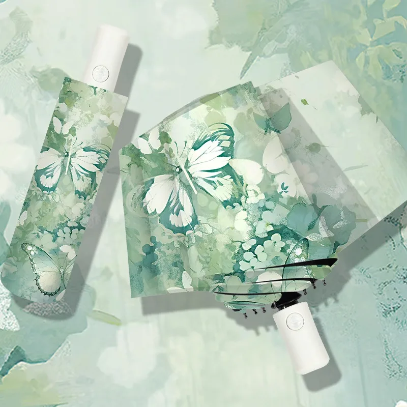 

Полностью автоматический складной зонт с устойчивым к ультрафиолетовому излучению зонт от солнца, подходящий для загара и дождливой погоды.