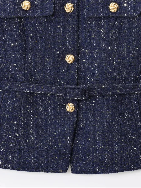 

Faionable ort Sve Jaet, женский приталенный топ с поясом, украшенный пайетками, универсальный топ, европейский цвет, круглый...