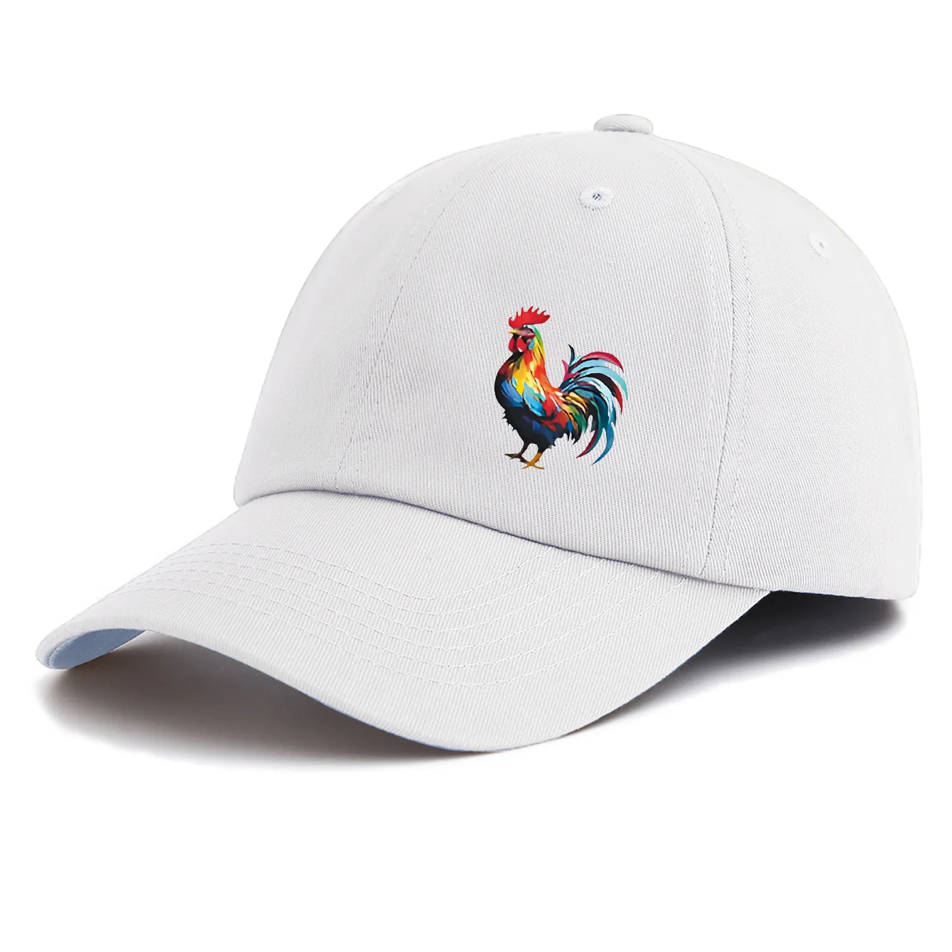 1PS Colorful Rooster Printed Baseball Cap Multi-color Classic Farm Animal Sun Hat Vintage Cock Gorras Beige Dad Hat view 6