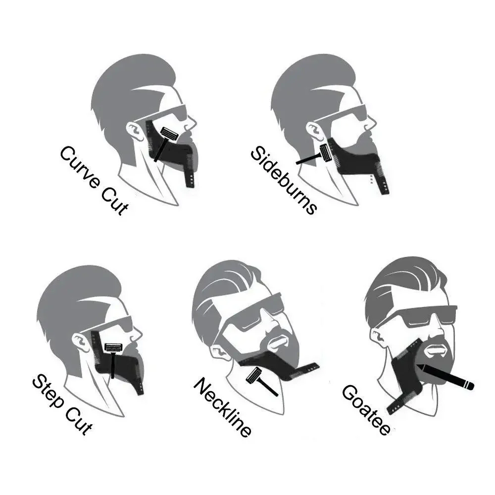 Bart Styling Gestaltung Vorlage Kamm Barber Werkzeug Symmetrie Trimmen Shaper Schablone Bart Haar Pinsel Schablone Salon Styling Werkzeuge – Detail 1