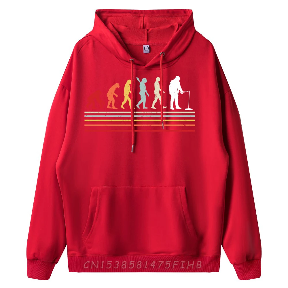 Retro Winter Eisfischen Evolution des Menschen Lustiger Fischer Schwarzer Hoodie Harajuku Weihnachtspullover