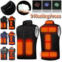 Unisex Heated Vest Coat 9 Heating Areas Thermal Warm Clothes Washable Lightweight with Zip USB Charging for Winter Sports Hiking