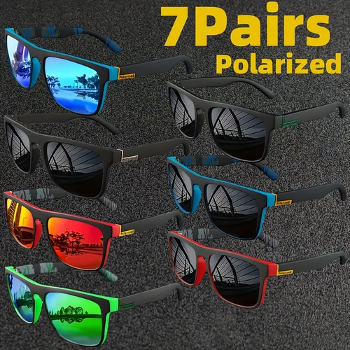 Imagen 2 del producto 7 pares de gafas de sol polarizadas cuadradas, gafas de sol antideslumbrantes para fiesta de verano, vacaciones, viajes, conducción, gafas de pesca