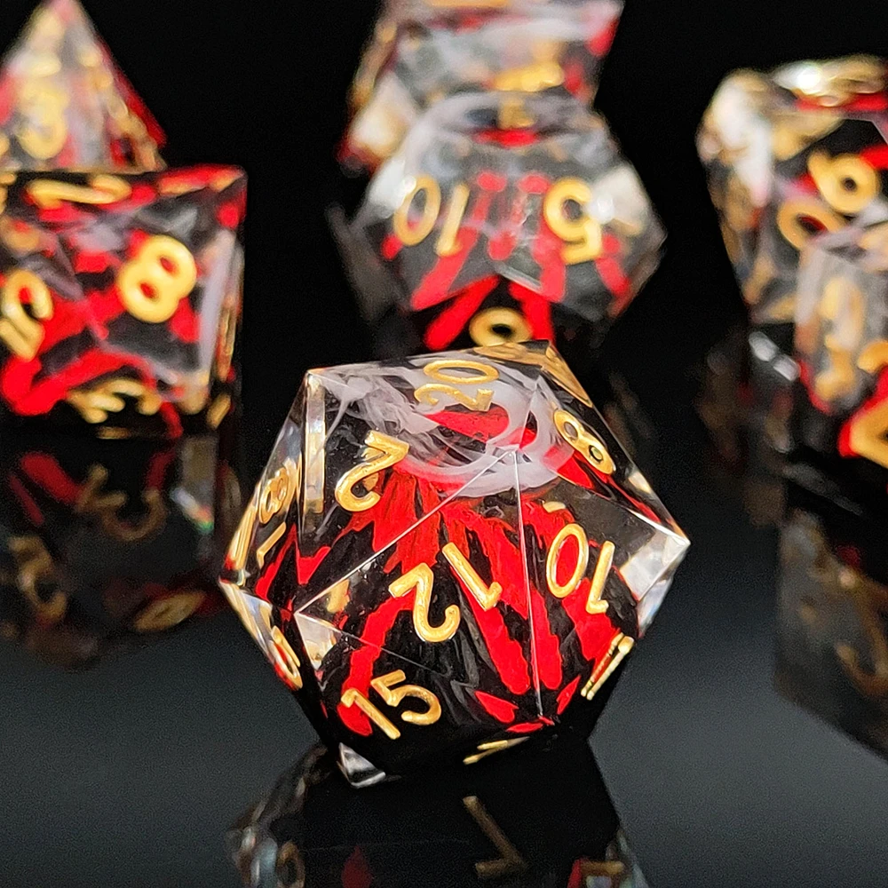 MINI PLANET New Design Volcano Polyhedral Resin Dice Set 7pcs/set DND Dice For RPG Table Games Handmade Astronauts Dice D&D Game