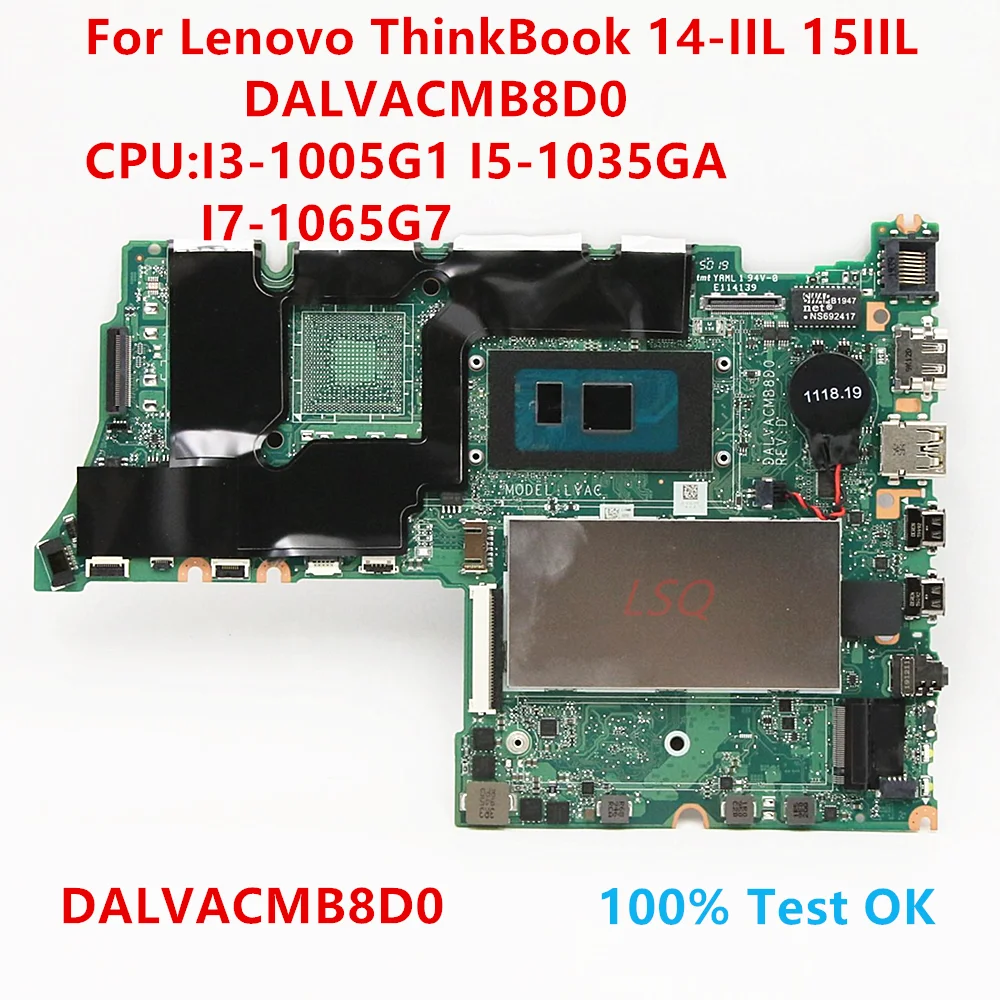 For Original para ordenador portátil Lenovo ThinkBook 14-IIL 15-IIL DALVACMB8D0 I3-1005G1 I5-1035G1 I7-1065G7 100%Test OK