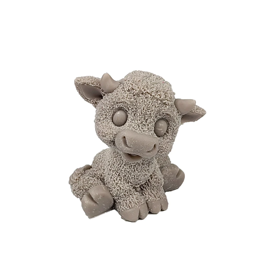 3D Cow Calf Concrete Cement Candle Animal Shape Mochi Toy Silicone Mold Aromatherapy Plaster Mold Fondant Cake Candle Mold Tools
