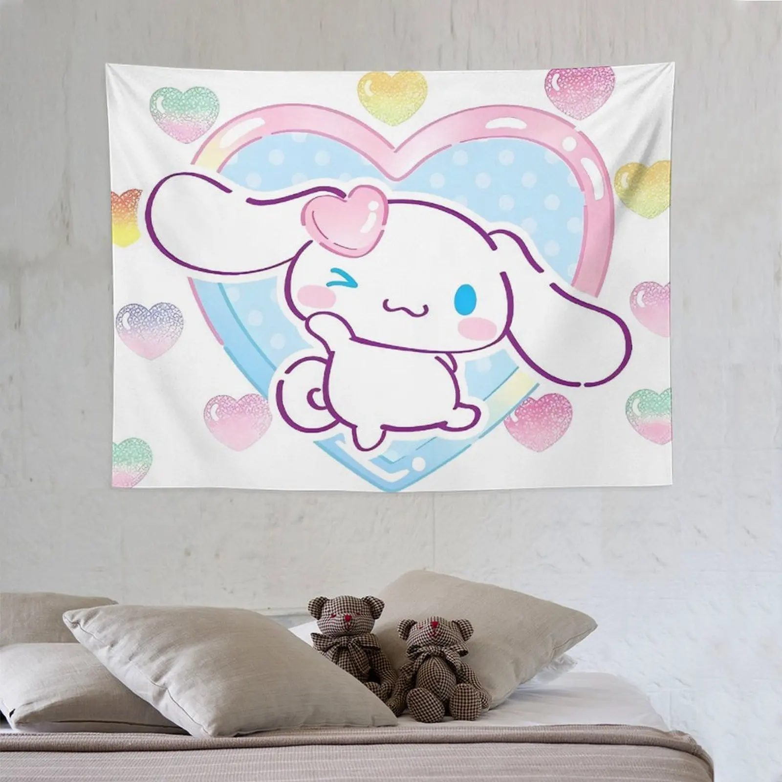 

Cinnamoroll Cartoon Dog Kawaii Tapestry Hanging Wall Tapestries Bedroom Living Room Home Background Cloth Decorative Blanket