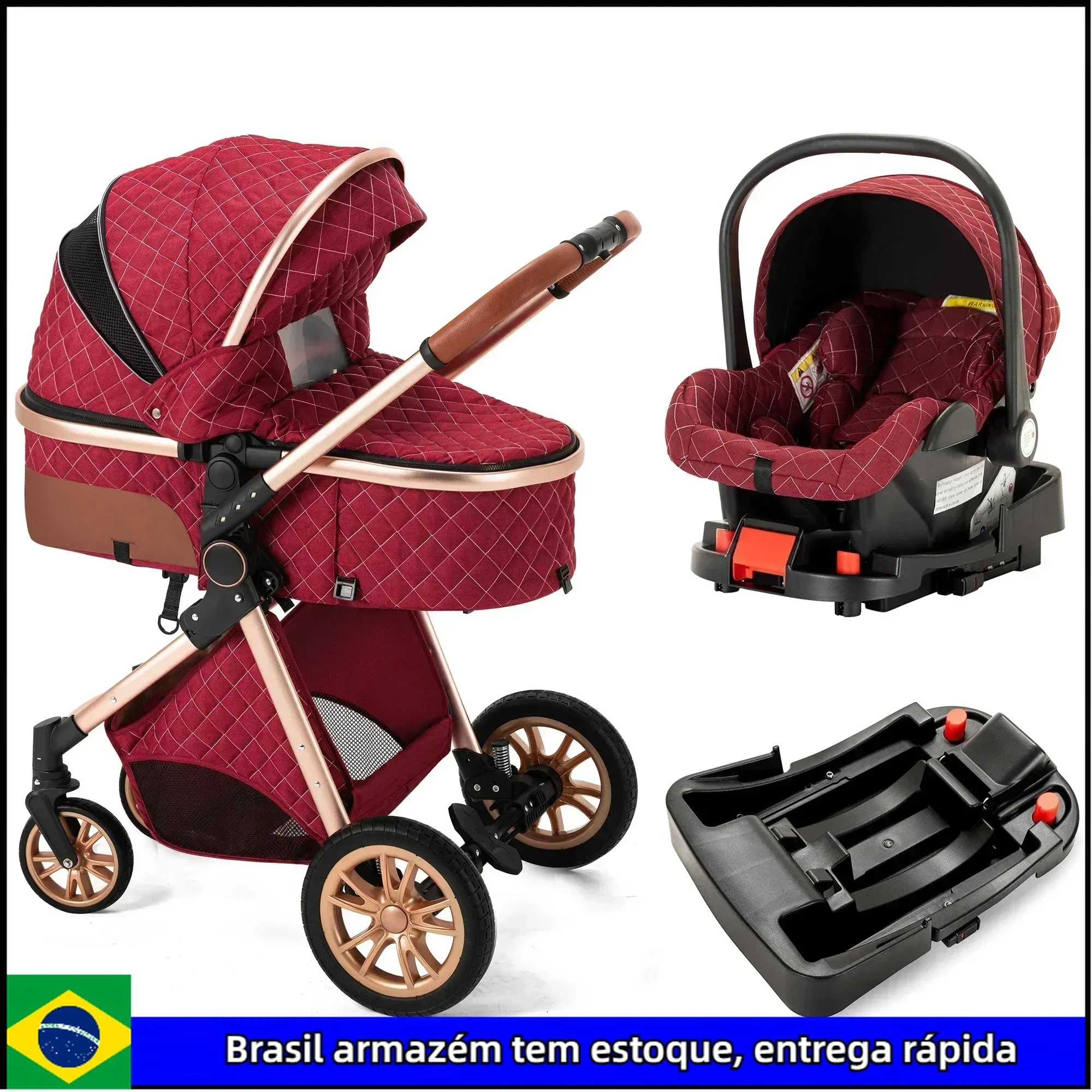 2024 New baby stroller 4in1,High landscape baby carriage,baby stroller with car seat,Luxury Pushchair 4in1 ISOFIX base