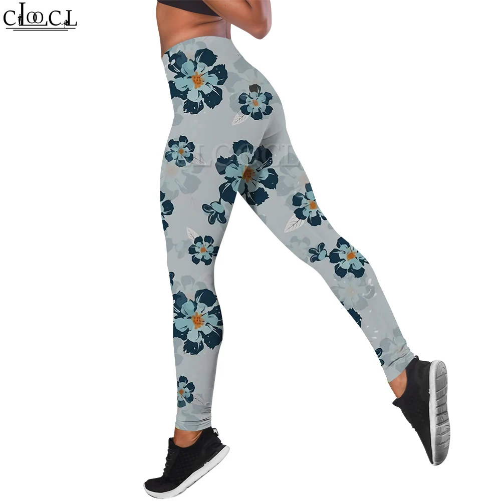 CLOOCL moda damska Legging prosty kwiatowy wzór 3D spodnie z nadrukiem wysokiej talii rozciągliwe legginsy Jogging Fitness spodnie do jogi