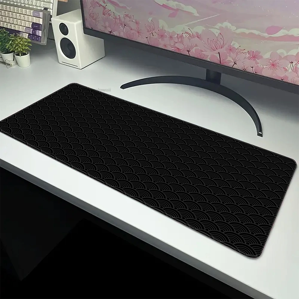 

Black and White Wave Art Line Mouse Pad Large Mousepad Pc Mousemat Non-slip Rubber Desk Mat Gamer Carpet Mouse Pads Keyboard Mat