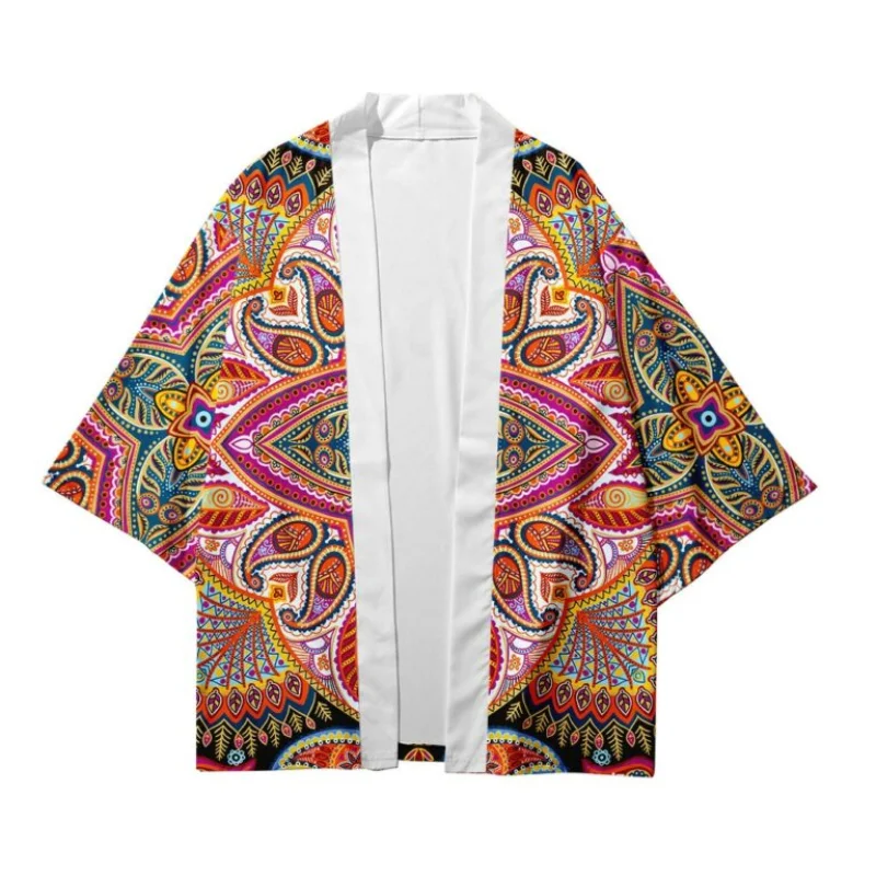 Summer Men's And Women's Japanese Kimono Traditional Casual Loose Thin Jacket Fashion Kimono Cardigan Beach Shirt Bathrobe